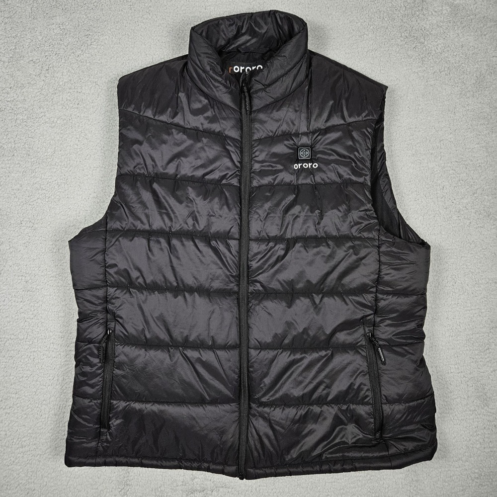 Ororo Men's XXL Black‎ Heated Puffer Vest Full Zip Techwear Outdoor (No Battery)